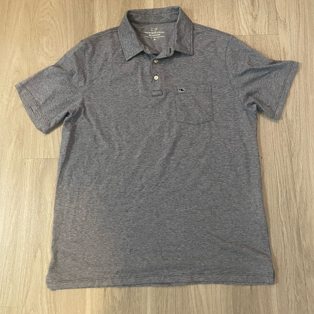 Men’s Vineyard Vines Edgartown Gray Polo. Size Medium
